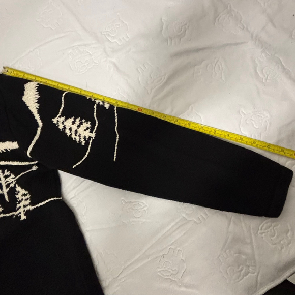 Women's Christopher & Banks Cardigan XL Black White Mountain Trees Holiday - Picture 9 of 10